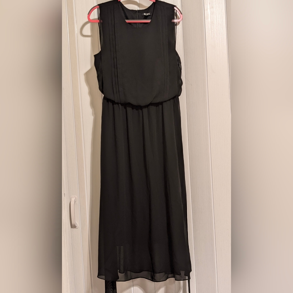 SL FASHION NEW YORK ~ WOMEN'S 14 ~ BLACK FRONT LAYERED DRESS